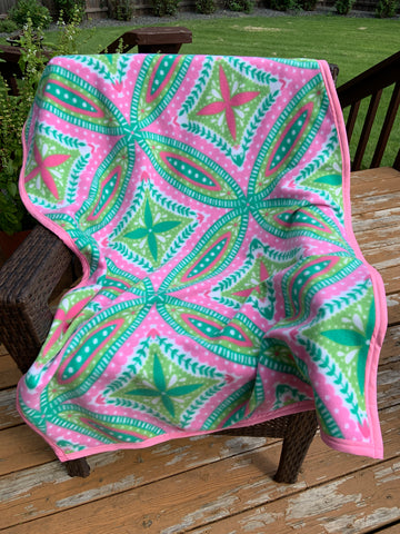 Pink and Green Kaleidoscope Throw