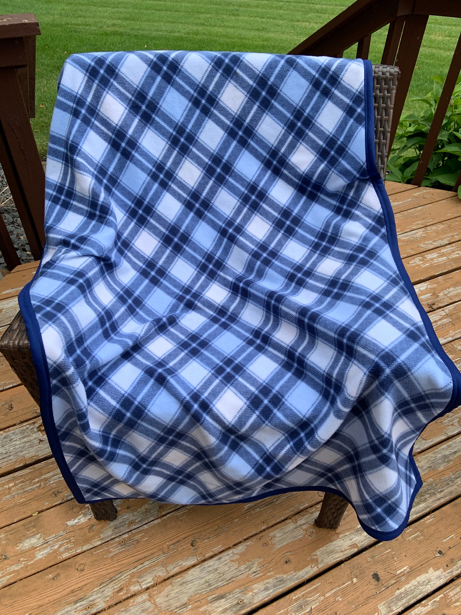 Navy Plaid Blanket