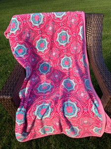 Pink and teal Paisley blanket