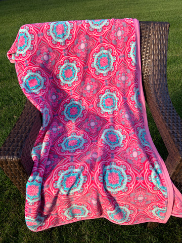 Pink and teal Paisley blanket